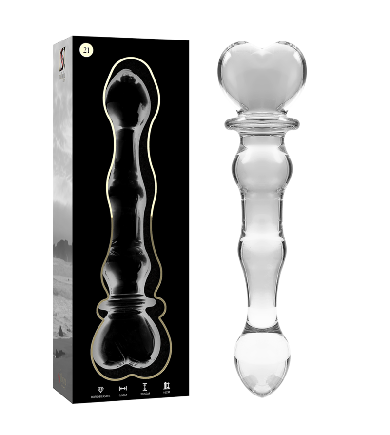 NEBULA SERIES BY IBIZA - MODÈLE 21 GODE EN VERRE BOROSILICATE ROSE 20.5 CM -O- 3.5 CM