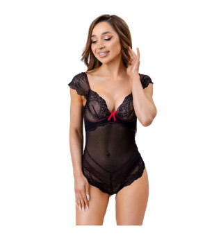 LIVCO CORSETTI FASHION - BODY EVELYN LC 20243 AVEC BORDURE EN DENTELLE ET TRANSPARENCES NOIR L/XL