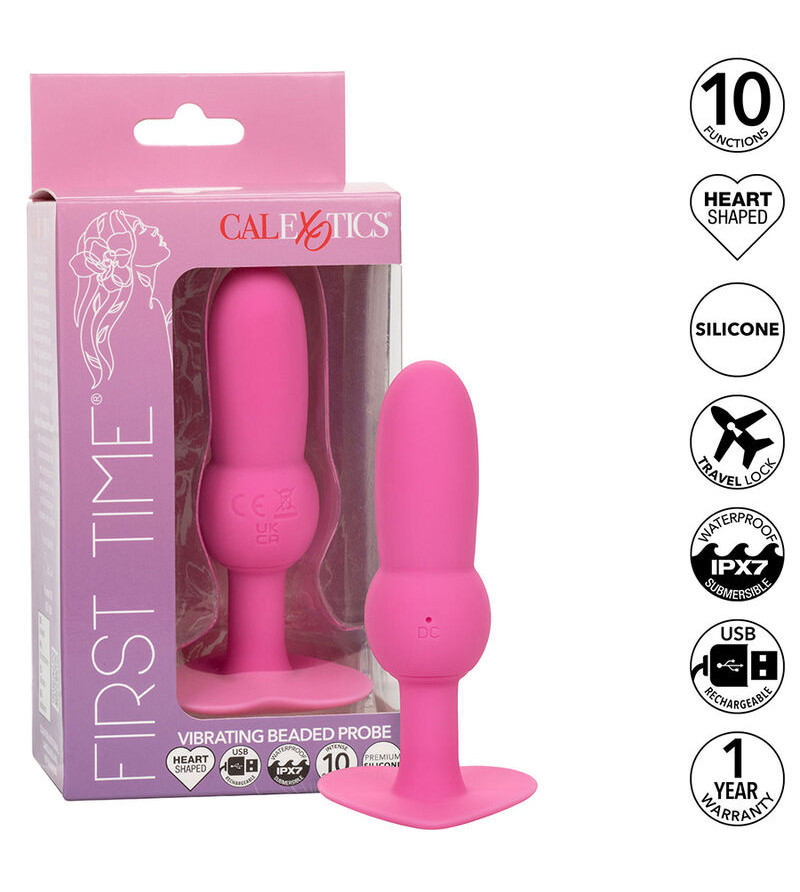 CALEXOTICS - FIRST TIME SONDE ANAL PLUG PERLÉE 10 VIBRATIONS ROSE