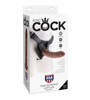 KING COCK - HARNAIS AVEC PÉNIS BRUN RÉALISTE 20,3 CM