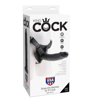 KING COCK - HARNAIS AVEC PÉNIS NOIR RÉALISTE 22,9 CM