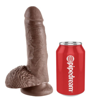 KING COCK - 7 GODE MARRON AVEC BOULES 17.8 CM