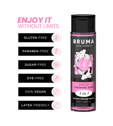 BRUMA - HUILE DE MASSAGE PREMIUM EFFET CHALEUR SAVEUR GOMME 3 EN 1 - 100 ML