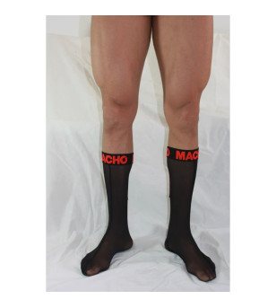 MACHO - CHAUSSETTES FINES TAILLE UNIQUE NOIR/ROUGE
