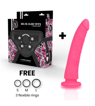 DELTA CLUB - TOYS HARNAIS + DONG SILICONE ROSE 17 CM -O- 3 CM