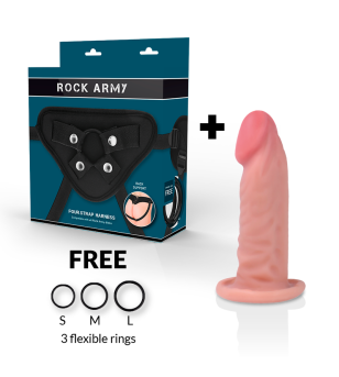 ROCKARMY - HARNAIS + GODE RÉALISTE TIGRE DOUBLE DENSITÉ 14 CM -O- 4.46 CM