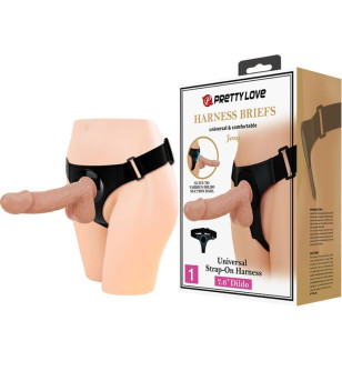 PRETTY LOVE - SLIP HARNAIS HARNAIS UNIVERSEL AVEC GODE JERRY 21,8 CM NATUREL