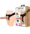 PRETTY LOVE - SLIP HARNAIS HARNAIS UNIVERSEL AVEC GODE JERRY 21,8 CM NATUREL