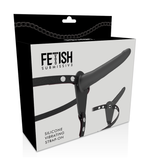 HARNAIS SOUMIS FETISH - VIBRATEUR EN SILICONE NOIR 15 CM