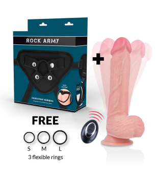 ROCKARMY - HARNAIS + VIBRATEUR SILICONE LIQUIDE PREMIUM TÉLÉCOMMANDE APACHE 20.5 CM -O- 4.62 CM