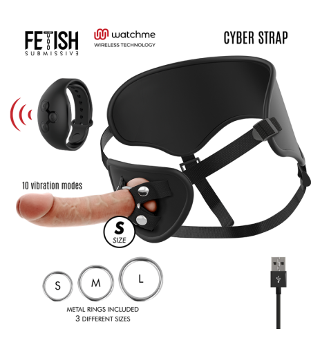 FETISH SUBMISSIVE CYBER STRAP - HARNAIS AVEC TÉLÉCOMMANDE DILDO WATCHME S TECHNOLOGIE