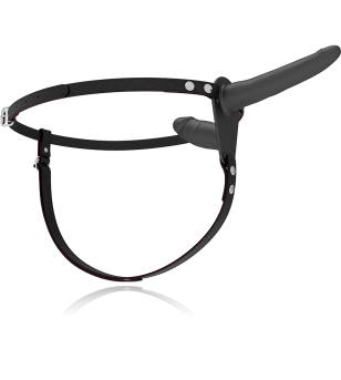 FETISH SUBMISSIVE HARNESS - VIBRATEUR NOIR DOUBLE PÉNÉTRATION