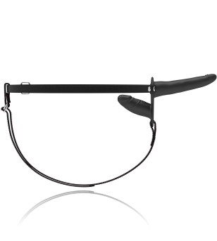 FETISH SUBMISSIVE HARNESS - VIBRATEUR NOIR DOUBLE PÉNÉTRATION