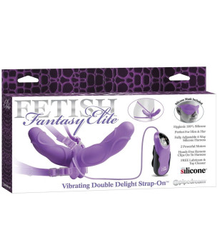 FETISH FANTASY ELITE - VIBRATING DOUBLE DELIGHT STRAP-ON PURPLE