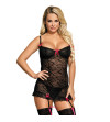 SUBBLIME - CHEMISE GARTER CEINTURE AVEC NOEUD ROSE L / XL