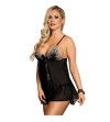 SUBBLIME - BABYDOLL BLACK BEIGE LACETS FLORAUX L / XL