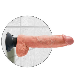 KING COCK - GODE VIBRANT AVEC TESTICULES 25.5 CM COULEUR NATURELLE