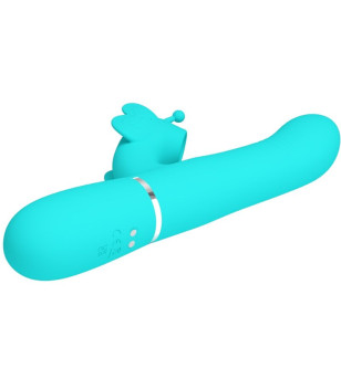 PRETTY LOVE - VIBRATEUR MULTIFONCTION LAPIN 4 EN 1 PAPILLON AQUA VERT