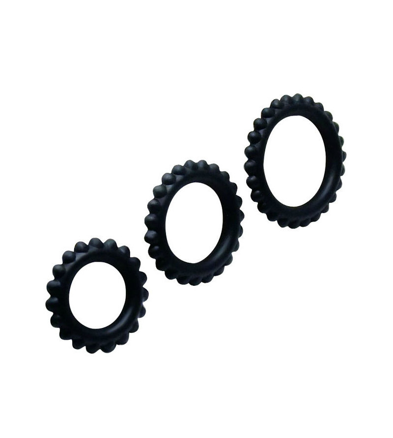 BAILE - TITAN SET 3 PCS COCK RING NOIR 2.8 + 2.4 + 1.9 CM