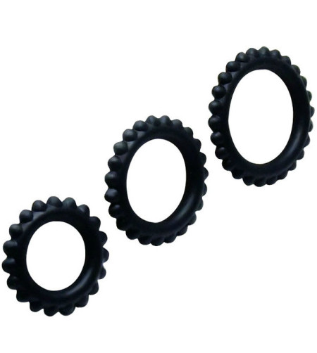 BAILE - TITAN SET 3 PCS COCK RING NOIR 2.8 + 2.4 + 1.9 CM