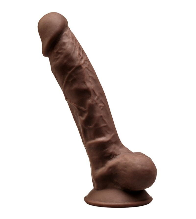 SILEXD - MODÈLE 1 PÉNIS RÉALISTE PREMIUM SILEXPAN SILICONE MARRON 17.5 CM