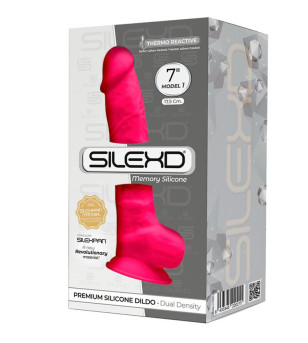 SILEXD - MODÈLE 1 PÉNIS RÉALISTE PREMIUM SILEXPAN SILICONE FUCHSIA 17.5 CM