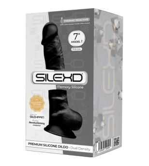 SILEXD - MODÈLE 1 PÉNIS RÉALISTE PREMIUM SILEXPAN SILICONE NOIR 17.5 CM